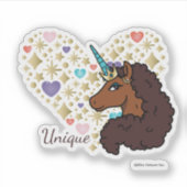 Afro Unicorn | Einzigartiges Herzdesign Aufkleber (Vorderseite)