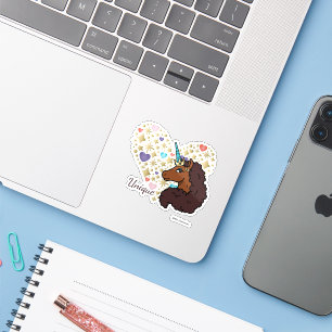Afro Unicorn   Einzigartiges Herzdesign Aufkleber