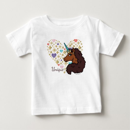 Afro Unicorn | Einzigartiges Herzdesign Baby T-shirt (Vorderseite)