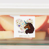 Afro Unicorn | Einzigartiges Herzdesign Etiketten (Befestigt)