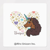 Afro Unicorn | Einzigartiges Herzdesign Etiketten (Design 2)