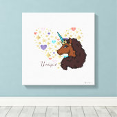 Afro Unicorn | Einzigartiges Herzdesign Leinwanddruck (Insitu (Holzboden))