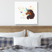 Afro Unicorn | Einzigartiges Herzdesign Leinwanddruck (Insitu (Schlafzimmer))