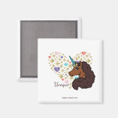 Afro Unicorn | Einzigartiges Herzdesign Magnet (Vorderseite/Rückseite)