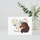 Afro Unicorn | Einzigartiges Herzdesign Postkarte (Stehend Vorderseite)