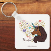 Afro Unicorn | Einzigartiges Herzdesign Schlüsselanhänger (Vorderseite)