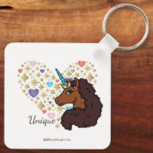 Afro Unicorn | Einzigartiges Herzdesign Schlüsselanhänger (Rückseite)
