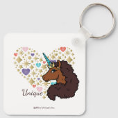 Afro Unicorn | Einzigartiges Herzdesign Schlüsselanhänger (Rückseite)