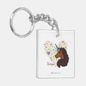 Afro Unicorn | Einzigartiges Herzdesign Schlüsselanhänger (Vorderseite links)