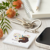 Afro Unicorn | Einzigartiges Herzdesign Schlüsselanhänger (Vorderseite rechts)