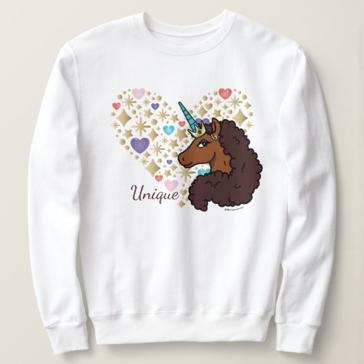 Afro Unicorn | Einzigartiges Herzdesign Sweatshirt (Design vorne)