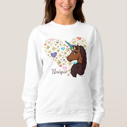 Afro Unicorn | Einzigartiges Herzdesign Sweatshirt (Vorderseite)
