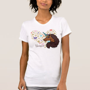 Afro Unicorn Einzigartiges Herzdesign T-Shirt