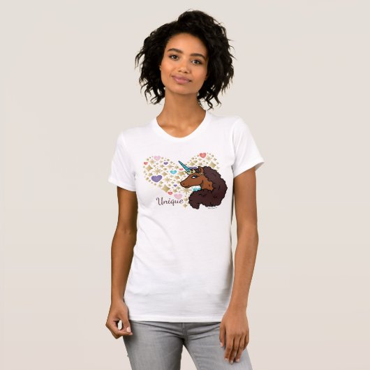 Afro Unicorn | Einzigartiges Herzdesign T-Shirt (Vorne ganz)