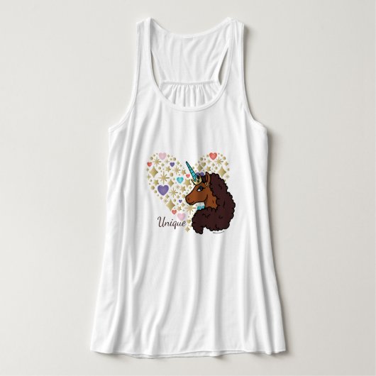 Afro Unicorn | Einzigartiges Herzdesign Tank Top (Design Vorderseite)