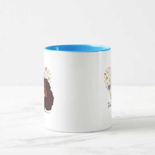 Afro Unicorn | Einzigartiges Herzdesign Tasse (Zentrum)