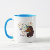 Afro Unicorn | Einzigartiges Herzdesign Tasse (Links)