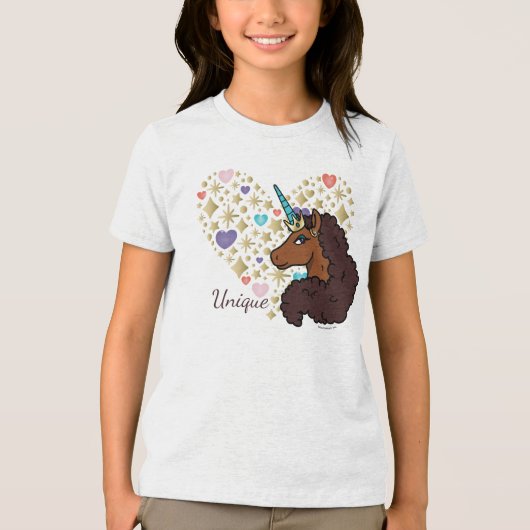 Afro Unicorn | Einzigartiges Herzdesign Tri-Blend Shirt (Vorderseite)