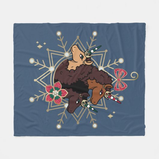 Afro Unicorn Festlicher Urlaub Magisch Fleecedecke (Vorderseite (Horizontal))