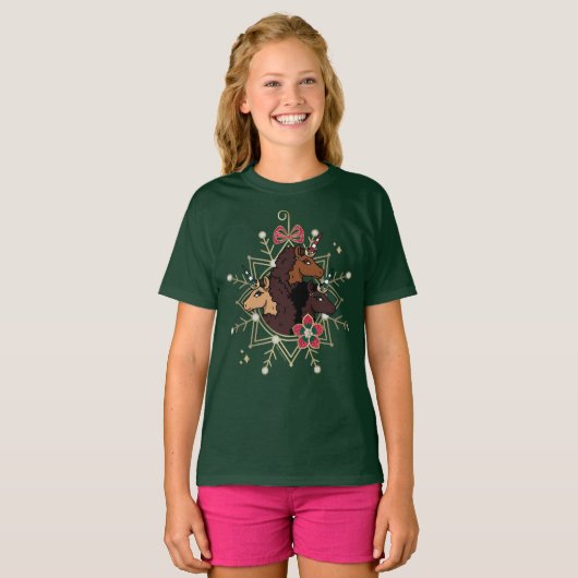 Afro Unicorn Festlicher Urlaub Magisch T-Shirt (Vorne ganz)
