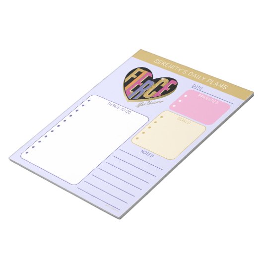 Afro Unicorn Fierce Heart Design Notizblock (angewinkelt)