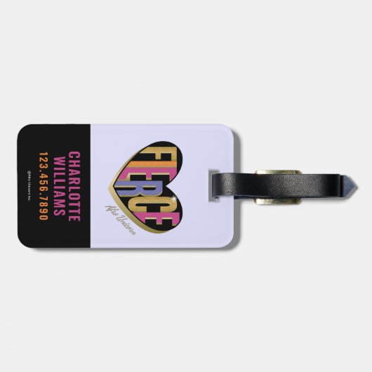 Afro Unicorn Fierce Herzdesign Gepäckanhänger (Rückseite horizontal)