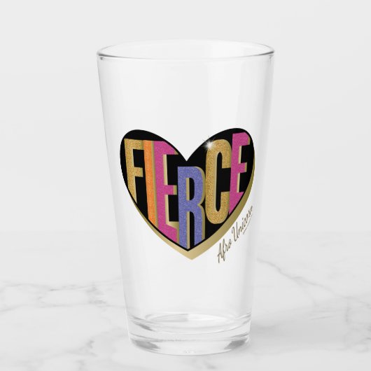 Afro Unicorn Fierce Herzdesign Glas (Vorderseite)