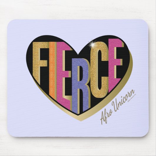 Afro Unicorn Fierce Herzdesign Mousepad (Vorne)