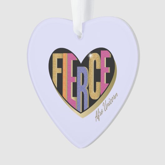 Afro Unicorn Fierce Herzdesign Ornament (Vorderseite)