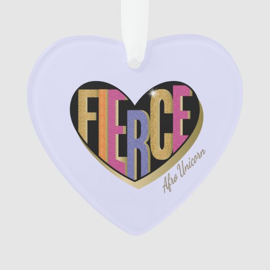 Afro Unicorn Fierce Herzdesign Ornament (Vorderseite)