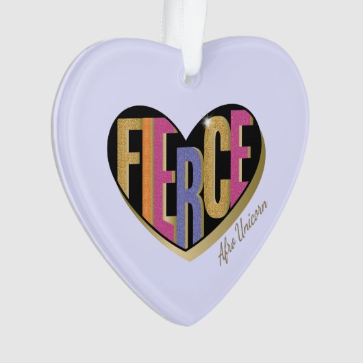 Afro Unicorn Fierce Herzdesign Ornament (Vorderseite)