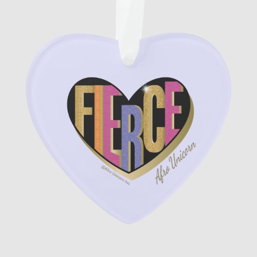 Afro Unicorn Fierce Herzdesign Ornament (Rückseite)