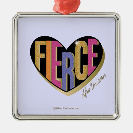 Afro Unicorn Fierce Herzdesign Ornament Aus Metall (Vorne)