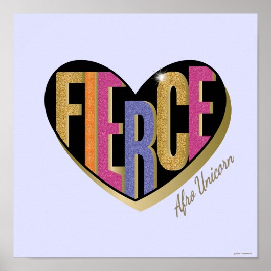 Afro Unicorn Fierce Herzdesign Poster (Vorne)