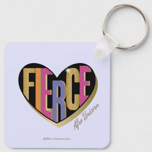 Afro Unicorn Fierce Herzdesign Schlüsselanhänger (Rückseite)