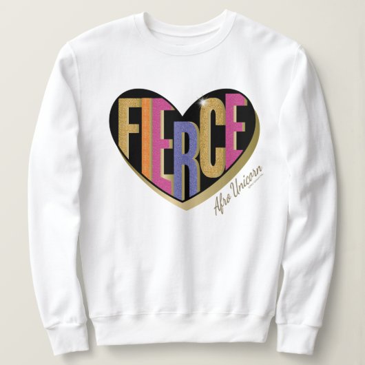 Afro Unicorn Fierce Herzdesign Sweatshirt (Design vorne)