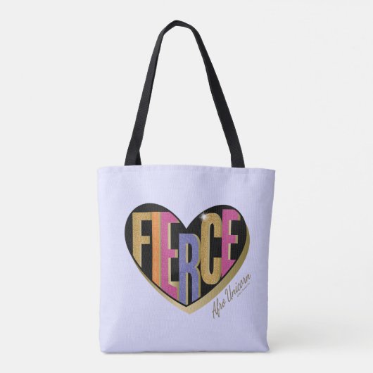 Afro Unicorn Fierce Herzdesign Tasche (Rückseite)