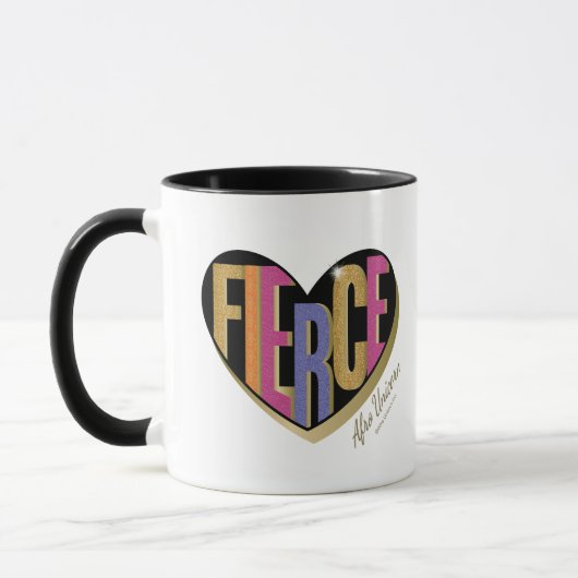 Afro Unicorn Fierce Herzdesign Tasse (Links)