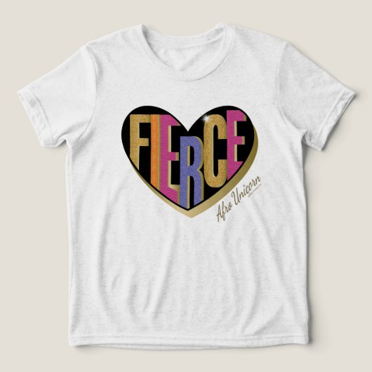 Afro Unicorn Fierce Herzdesign Tri-Blend Shirt (Design Vorderseite)