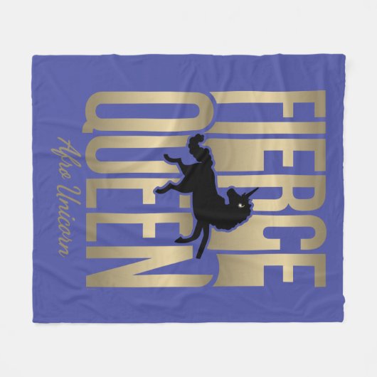 Afro Unicorn Fierce Queen Fleecedecke (Vorderseite (Horizontal))