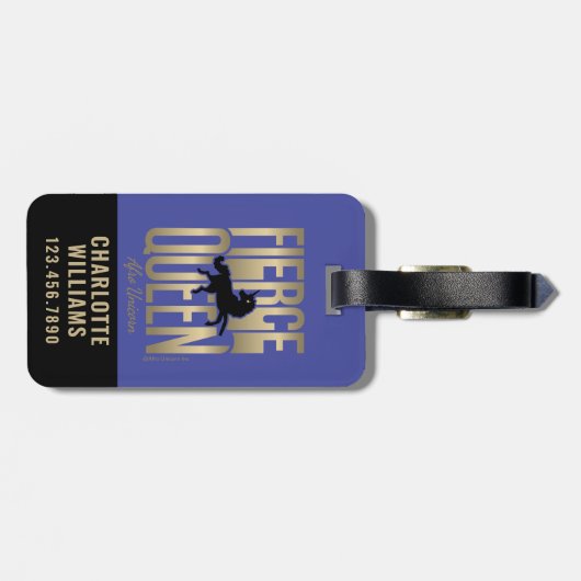 Afro Unicorn Fierce Queen Gepäckanhänger (Rückseite horizontal)