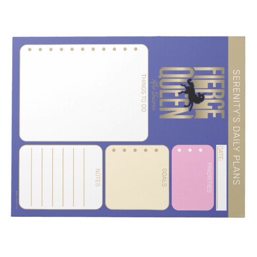 Afro Unicorn Fierce Queen Notizblock (Vorderseite)