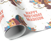 Afro Unicorn Girl's Birthday Geschenkpapier (Rolleneckpunkt)