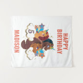 Afro Unicorn Girls Magical Birthday Wandteppich (Vorderseite (Horizontal))