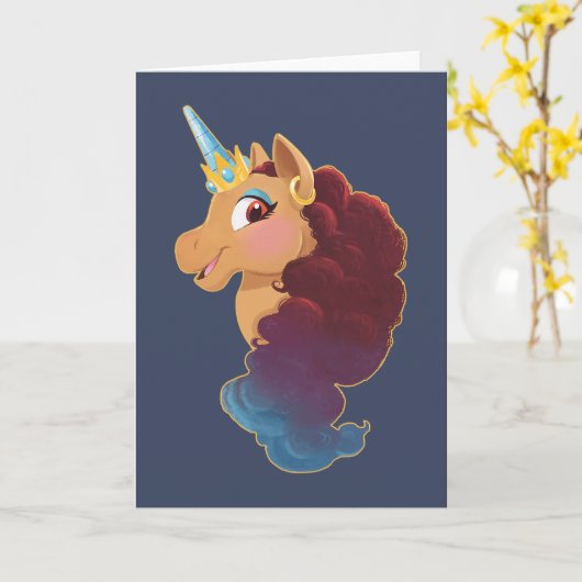 Afro Unicorn | Göttlich das Einhorn Karte (Gelbe Blume)