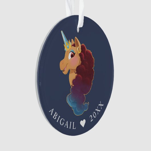 Afro Unicorn | Göttlich das Einhorn Ornament (Vorderseite)