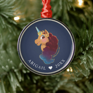 Afro Unicorn   Göttlich das Einhorn Ornament Aus Metall