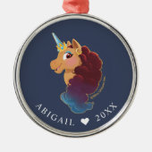 Afro Unicorn | Göttlich das Einhorn Ornament Aus Metall (Vorne)