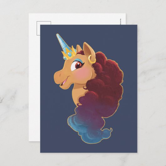 Afro Unicorn | Göttlich das Einhorn Postkarte (Vorne/Hinten)