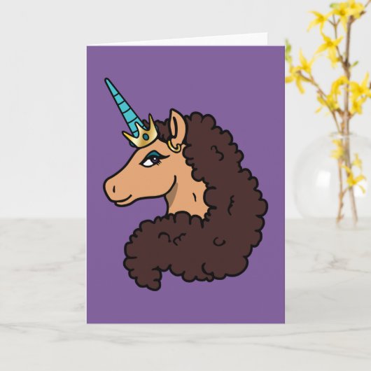 Afro Unicorn | Göttlich Karte (Gelbe Blume)
